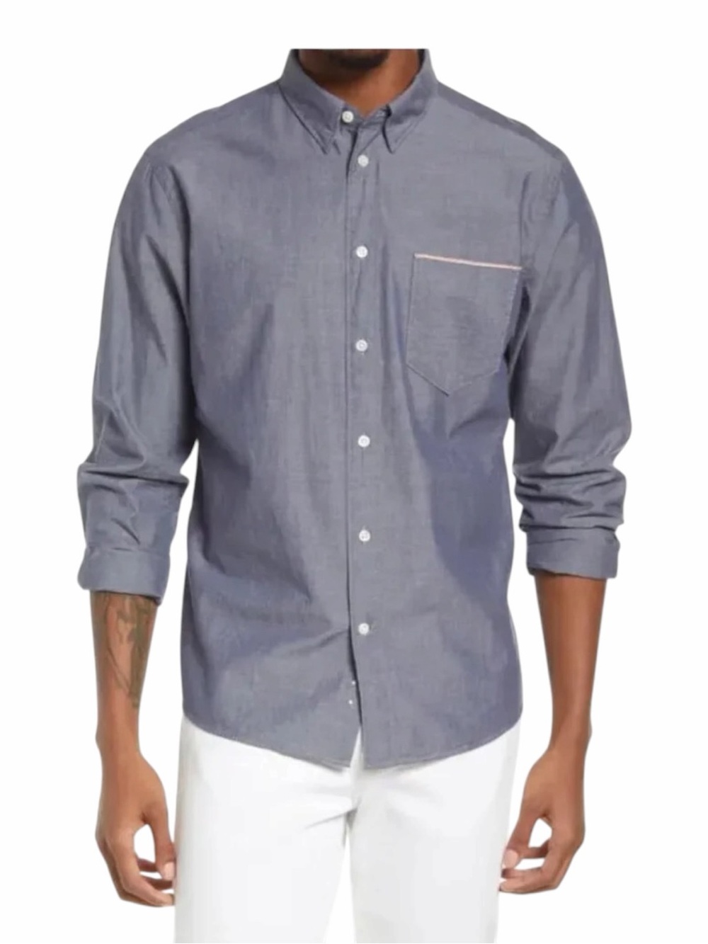 Billy Reid Msl 1 Pocket Shirt Blue Medium